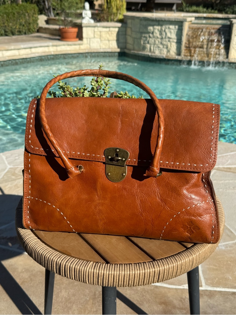 Patricia Nash Cognac Leather Top-Handle Satchel